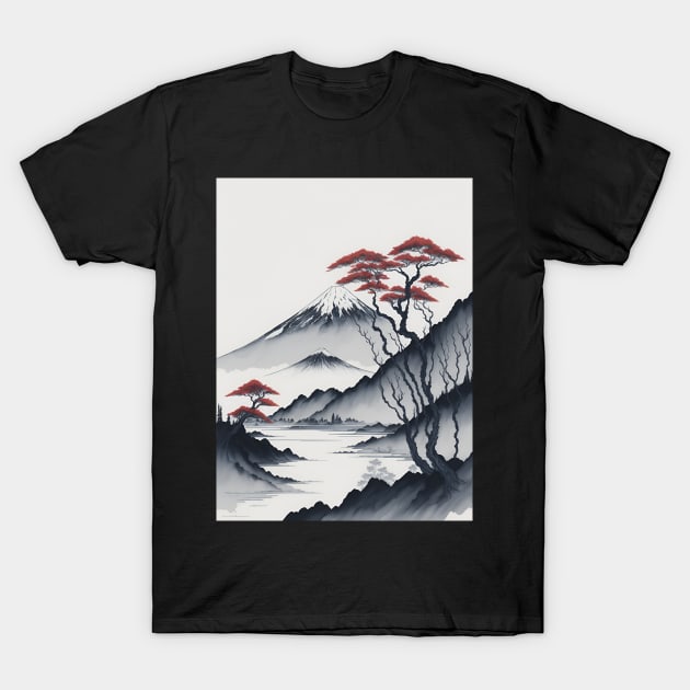 Serene Mount Fuji Sunset - Peaceful River Scenery T-Shirt by star trek fanart and more